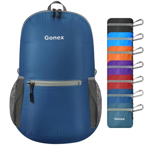 Gonex Ultra Lightweight Packable Backpack Daypack Handy Foldable Camping Outdoor Travel Cycling Backpacking - color: Dark Blue