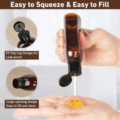 Travel Kit - 10 Pcs Travel Bottles for Toiletries, TSA Approved, Leak Proof Plastic Small Cream Jars & Refillable Spray Bottle for Shampoo, Conditioner (Brown) - color: A-Brown