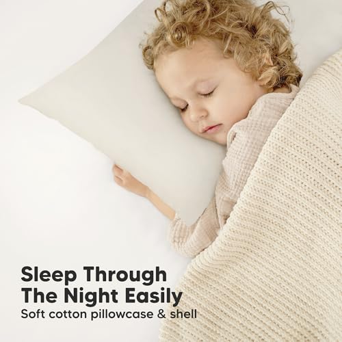 KeaBabies Organic Toddler Pillow with Pillowcase, Jumbo 14X20 - Soft Cotton Toddler Pillows for Sleeping - Machine Washable - Perfect for Travel, Toddler Bed Set (Clay) - color: Clay