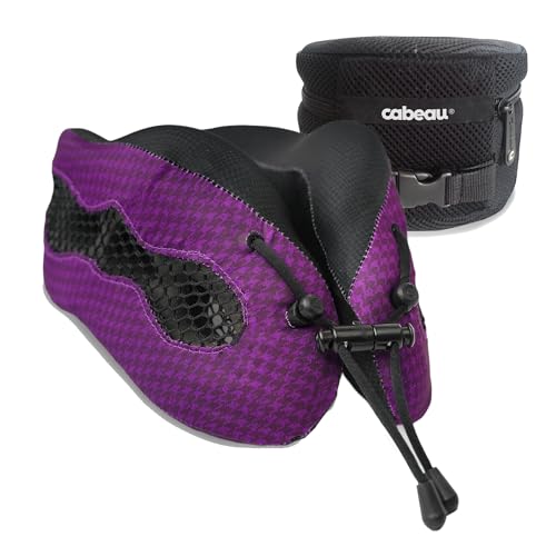 Cabeau Evolution Cool Long Haul Flight Cooling Travel Neck Pillow with Supportive Memory Foam, Airflow Vents, Compact Carrying Case, Purple - color: Purple