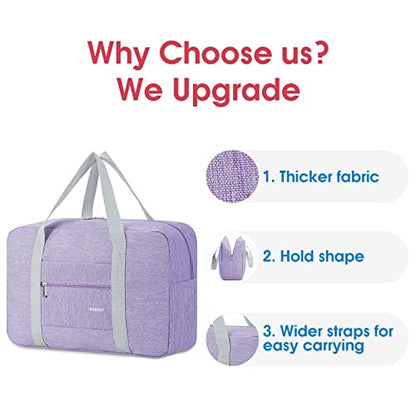 For Spirit Airlines Personal Item Bag Foldable Travel Duffel Bag Tote Carry on Luggage Duffle Overnight for Women and Men - color: 1112-Thick Series Purple-1