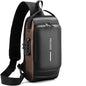 Peicees Mens Crossbody Bag Man Bags Mens Purse Anti-theft Leather Sling Bag Shoulder Bag Chest Bag for Daily Use, Black Gold - color: Black Gold