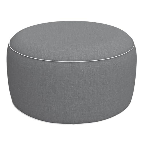 LVTXIII Inflatable Stool Ottoman Footrest with Handle, All Weather Footrest Seat, Indoor or Outdoor Pouf for Home Patio Garden and Camping Use, D31 xH14, Large Round, Grey Texture - color: Grey Textured, size: 31"D x 31"W x 14"H
