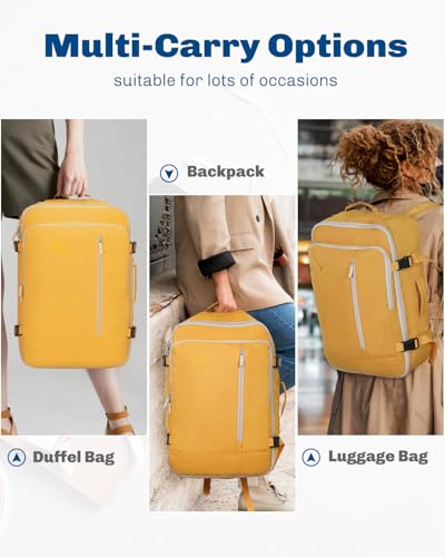Hynes Eagle Carry on Backpack 38L Large Travel Backpack for Women Flight Approved Weekender Bag Laptop Backpack Men 15 inches Yellow - color: Yellow