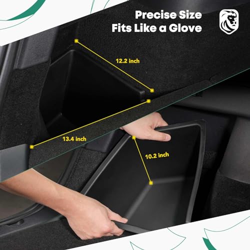 YHTAUTO Trunk Organizer Fit for Tesla Model Y 2020 2021 5-Seater Rear Trunk Storage Bins Side Box with Lids Flocking Waterproof Storage Box, Model Y Accessories 2 Pcs