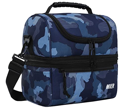 MIER Adult Lunch Box Insulated Lunch Bag Large Cooler Tote Bag for Women, Double Deck Cooler, Camouflage (Large) - color: Camouflage, size: Large