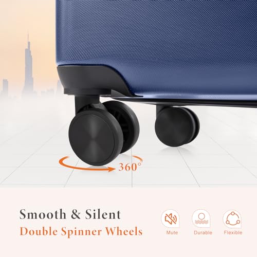 Sweetcrispy 28 Inch Checked Luggage, ABS Lightweight Rolling Hard Shell Suitcase with Smooth Spinner Wheels, Built-in TSA Lock, Durable Travel Suitcase for Business and Vacation Trip, Blue - color: Blue, size: 28 Inch