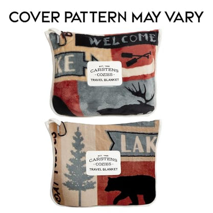 Carstens, Inc. Travel Blanket, Premium Compact 2-in-1 Airplane Blanket/Pillow, Lake House - color: Lake House