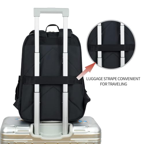 KROSER Laptop Backpack 15.6 Inch Stylish Daypack with USB Charging Port, Water-repellent Nylon Backpack Backpack for Travel/Business/Women/Black - color: Quilted Black