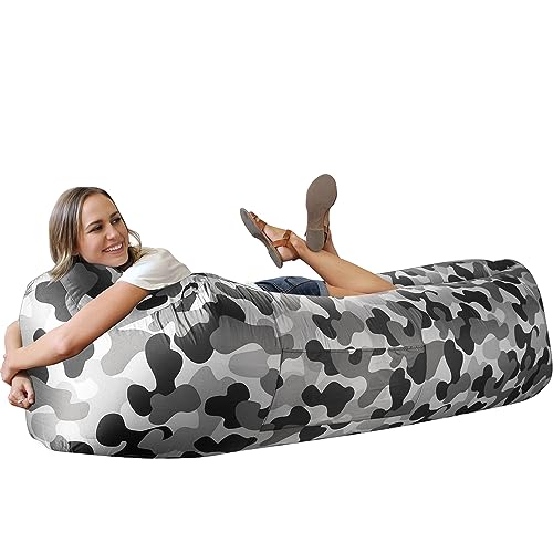 WEKAPO Inflatable Couch Air Lounger Chair - Camping & Beach Accessories, Portable Blow up Sofa for Hiking, Lawn, Indoor/Outdoor Movies & Music Festivals. Lightweight and Easy to Set Up Air Hammock - color: Camo