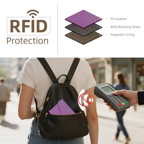 ZOPPEN Mulit-purpose Rfid Blocking Passport Holder Travel Wallet (Ver.4) Passport and Vaccine Card Holder ComboTri-fold Document Organizer Travel Essentials - color: #20 Aubergine Purple