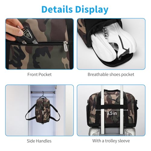 Apenze Small Gym Bag 14 inch lightweight Carry On Mini Duffel Bag with Shoe Compartment for Travel Sport - Camouflage - color: Camouflage