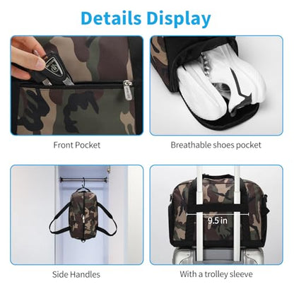 Apenze Small Gym Bag 14 inch lightweight Carry On Mini Duffel Bag with Shoe Compartment for Travel Sport - Camouflage - color: Camouflage