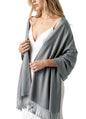 Achillea Lightweight Pashmina Scarf for Women – Soft Silky Shawl Wrap for Evening Dresses, Bridesmaids & Everyday Wear - color: Grey