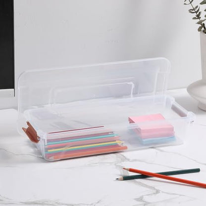 Clear Plastic Storage Bins with Lids Stackable Storage Box for Crafts, Supplies (Small 8Pack Brown) - size: Small 8Pack Brown