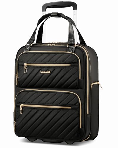 LUGGEX Underseat Carry On Luggage with Wheels, UDK Stylish Lightweight Under Seat Luggage, Soft Sided Personal Item Suitcase for Short Trip (UX-Core, Black, 16 Inch) - color: Black, size: Underseat 16-inch