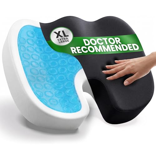ComfiLife Extra Large Gel & Memory Foam Seat Cushion - Doctor Recommended Office Chair Cushion, Car Seat Cushion - Back & Sciatica Pain Relief - Wide Seat Cushion for Big & Tall (Black) - color: Black, size: X-Large