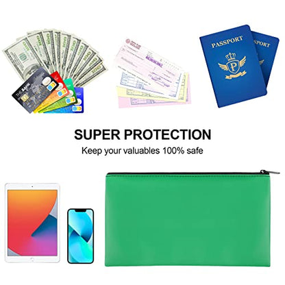2 Pieces Money Bags with Zipper, 11x6.1 inch Money Pouch, Bank Bag, Cash Bag, Check Wallet, Cosmetics(Green) - color: Green, size: 2 Pieces