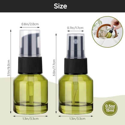 Segbeauty 6pcs 0.5oz Glass Liquid Travel Containers of 3pcs Lotion Pump Bottle Dispenser, 3pcs Empty Spray Bottle, 15ml Refillable Mini Travel Bottles for Cosmetics, Small Pump Container for Liquids - size: 0.5oz+0.5 fl oz