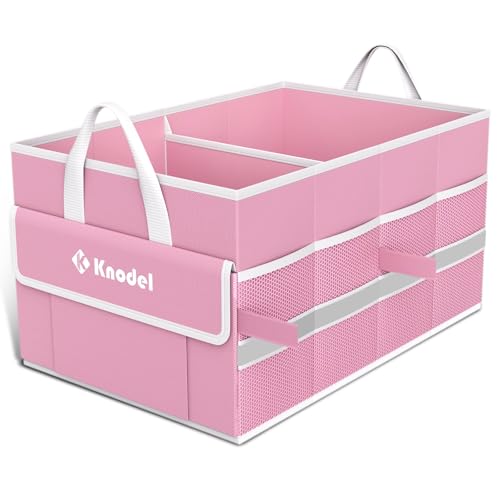 K KNODEL Car Trunk Organizer, Collapsible Car Trunk Storage Organizer, Car Organizer and Storage for SUV, Truck, Sedan (Small, Pink) - color: Pink, size: Small-No Lid