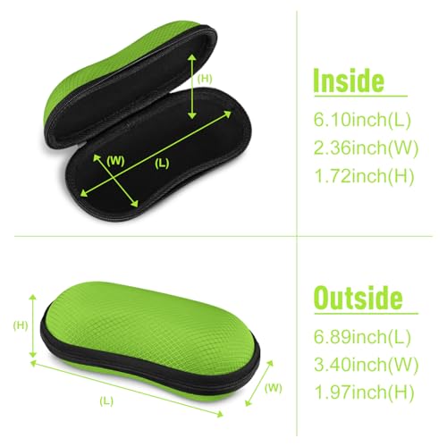 FINTIE Sunglasses Case, Hard EVA Shell Shockproof Sport Glasses Case with Metal Carabiner Travel Zipper Eyeglasses Holder - color: Emerald Green