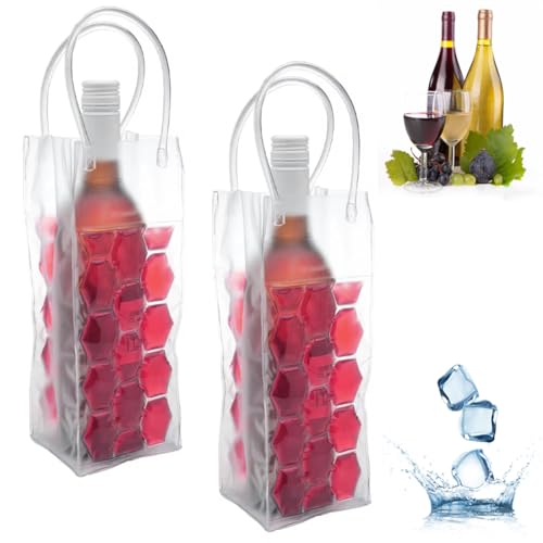 Ice Wine Bag, Wine Chiller, Wine Cooler Refrigerator, Wine Fridge, Wine Bottle Chiller Cooler for Red White Champagne or Sparkling. Set 2 (Pink Wine Bag) - style: Pink Wine Bag