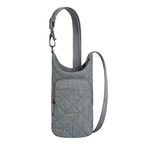 Travelon Anti-Theft Boho Insulated Water Bottle Tote - color: Gray Heather