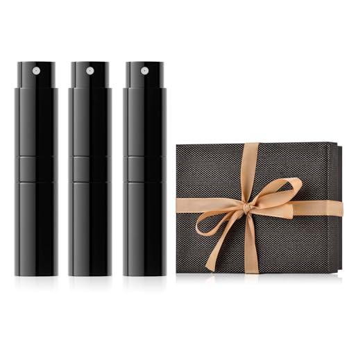 Travel Perfume Bottle Refillable for Cologne Atomizer - Stocking Stuffers for Men, Christmas Gift Set for Adult, White Elephant Gifts for Teens Girls, Thanksgiving Day, Birthday for Women 3PCS Black - color: 3 Gloss Black