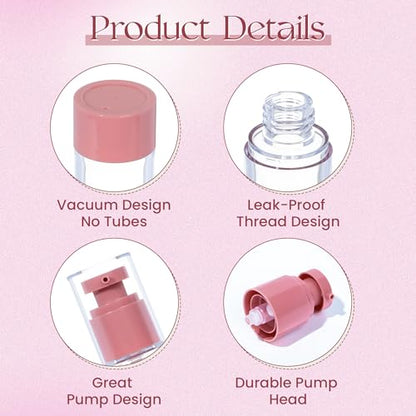 1oz 30ml Airless Pump Bottles, Refillable Leak Proof Travel Pump Bottle Toiletry Cosmetic Skincare Containers for Lotion Toner Gel Foundation (3 Pieces) - color: Pink