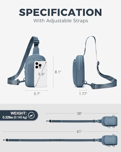 CHOLISS Small Crossbody Bags for Women and Men, Sling Bag for Women and Men Trendy, Fanny Packs Chest Bag with Extended Strap - color: Lake Blue