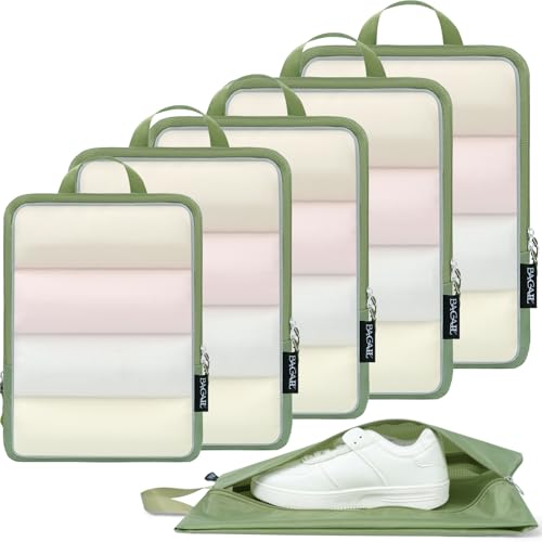 BAGAIL 6 Set Ultralight Compression Packing Cubes Packing Organizer for Travel Accessories Luggage Suitcase Backpack - color: Matcha Green70D, style: Mesh Pattern