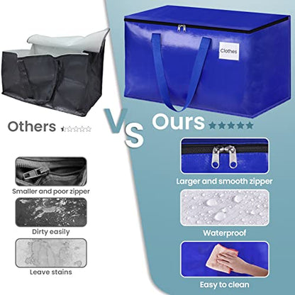 HomeHacks Moving Bags, 8-Pack Heavy Duty with Strong Zippers and Handles Collapsible Moving Supplies, Storage Totes for Packing & Moving Storing 93L-8 Pack (Blue) - size: 93L-8 Packs