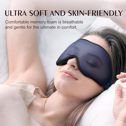 Sleep Eye Mask Blackout Lightweight: Side Sleep 3D Contoured for Lash Extensions - Zero Eye Pressure Adjustable Strap Washable (Cloud Black & Cloud Blue) - color: Cloud Black & Cloud Blue