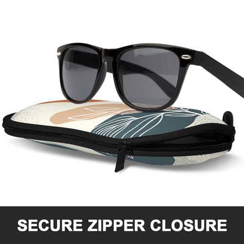 Sunglasses Soft Case, Ultra Light Portable Neoprene Zipper Glasses Case for Men Women - color: Boho Leaf
