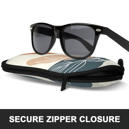 Sunglasses Soft Case, Ultra Light Portable Neoprene Zipper Glasses Case for Men Women - color: Boho Leaf