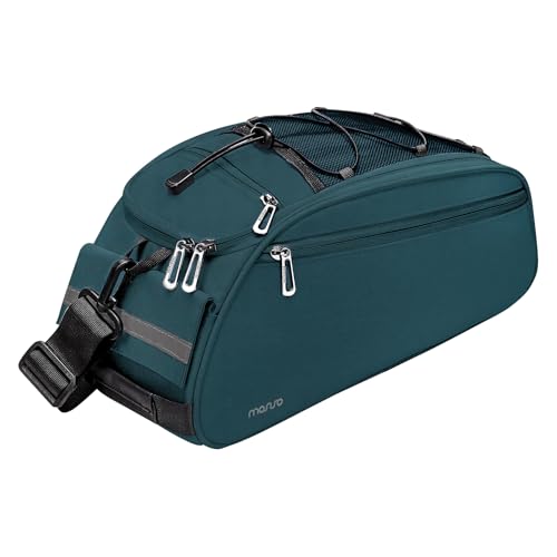 MOSISO Bike Rack Bag, Waterproof Bicycle Trunk Pannier Rear Seat Pouch Cycling Bike Carrier Backseat Storage Luggage Saddle Shoulder Bag - color: Teal Green