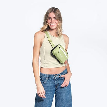 Sherpani Hyk, Small Sling Bag, 1L Belt Bag, Lightweight Travel Fanny Pack, Sling Crossbody Purse with RFID Blocking - color: Palm