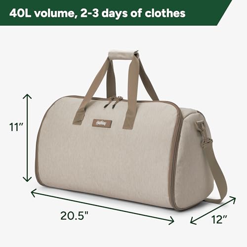 Halfday Convertible 2-in-1 Garment Duffel Weekender Bag 40L: Wrinkle-Free Travel (Hanging Suit Compartment, Shoe Pockets, Trolley Sleeve), Durable & Water-Resistant Carry-on, Stone - color: Stone, style: Original, 40l
