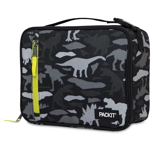 Packit, Box Lunch Freezable Dino Camo Charcoal - color: Dino Camo Charcoal