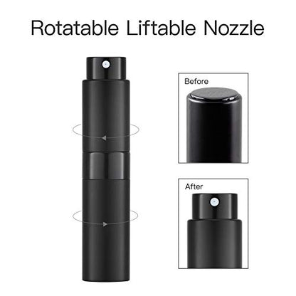 LISAPACK 8ML Atomizer Perfume Spray Bottle for Travel, Empty Refillable Cologne Dispenser, Portable Sprayer (Matte Black) - color: Matte Black