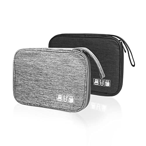 Lcsmaokin Electronics Organizer Travel Case,Electronic Accessories Storage Bag,Travel Cord Organizer Bag for Small Charging Cord Storage,Cables,2 Packs Black&Grey - color: A-2PCS Black+Grey, size: Single Layer