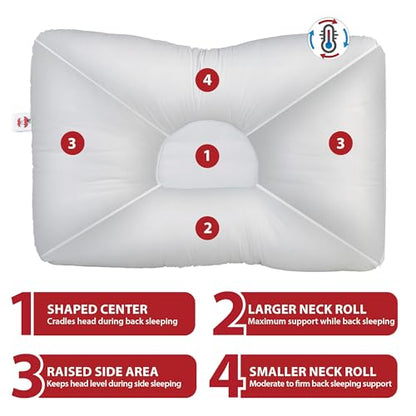 Core Products Tri-Core Comfort Zone Cervical Support Pillow, Temperature Regulating Outlast, Gentle (Medium Firm) - Full Size - size: 1 Count (Pack of 1)