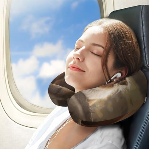 Collie Dog and Horse Together Travel Pillow Neck Rest Memory Foam U-Shaped Pillow Soft Comfortable Travel Neck Pillow Sleeping Rest Cushion Travel Accessories for Airplane Car Office