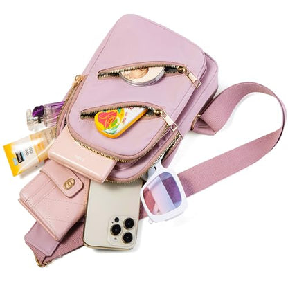 Banelu Sling Bag Crossbody Bags for Women, Small Crossbody Purses Sling Backpack Cross Body Bag for Outdoors Hiking Traveling - Black - color: N Lilac