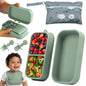 Baby Travel Essentials 6 Pc Silicone Feeding Set - Portable Toddler Plates with Suction, Baby Spoons & Foldable Bib in Carrying Case - BPA-Free Infant & Toddler Utensils for Airplanes & Eating Out - color: Green