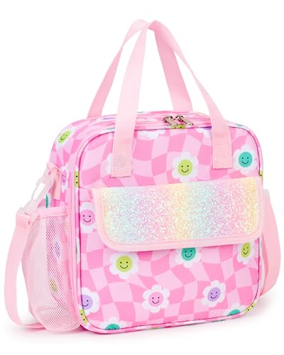 5L Kids Lunch Bag Colorful Flowers Pattern Waterproof Easy to Clean Keeps Food Hot or Cold Lunch Box for Girls Long Term Insulation Kids Lunch Bag for School with Adjustable Shoulder Strap - color: Flower