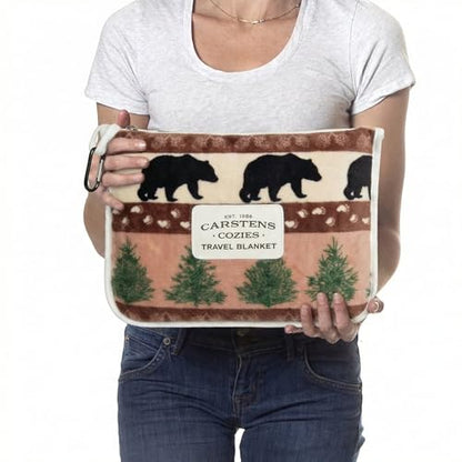 Carstens, Inc. Travel Blanket, Premium Compact 2-in-1 Airplane Blanket/Pillow, Prints & Pinecones - color: Prints & Pinecones