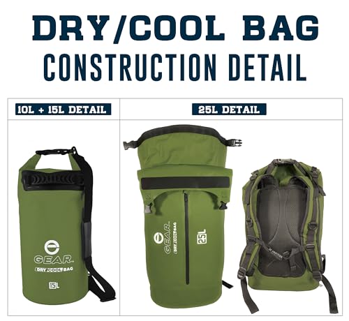 Enthusiast Gear Insulated Dry Bag Floating Cooler – 10L / 15L / 25L Roll Top, Leak Proof, Waterproof, Collapsible, with Padded Shoulder Strap - Perfect for Kayaking Fishing Beach - color: Green, size: 10 Liter
