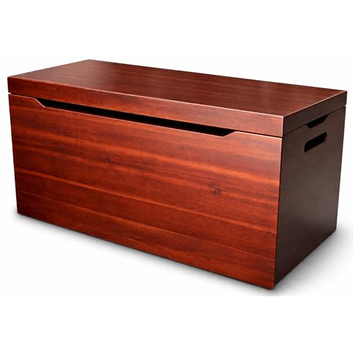 Fully Assembled, Solid Wood Storage Chest with Lid & Handles, Wooden Box, Organizer, Storage, Birthday, Gift, Blankets, Clothes, Keepsakes, Anti-Slam Hinges, 30” Professional Mahogany Finish - color: Mahogany