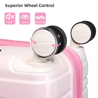 LARVENDER Carry on Luggage 22x14x9 Airline Approved Hardshell Suitcase with Wheels TSA Lock, PC+ABS Lightweight Suitcase Set for Women with Travel Backpack, Peach Sparkling, 3 Piece Set - color: Peach Sparkling-20BP, size: 3 Piece Set (Backpack/TB/20)